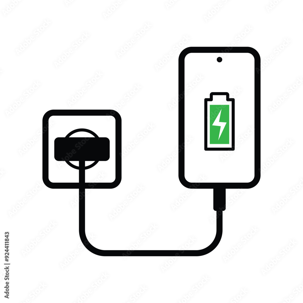 Phone Charging Icon outline black and white style Phone Charging Icon outline black and white style