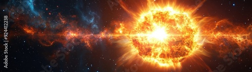 Intense Bright Supernova Explosion Illuminating the Cosmos with Copy Space for Text Overlay