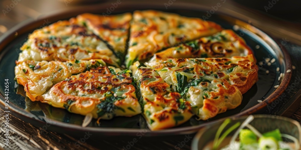 Homemade Korean Pajeon Scallion Pancake with Dipping Sauce