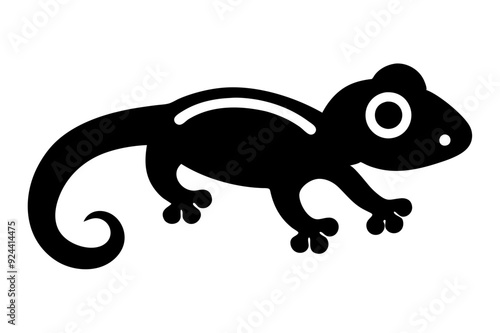 Create silhouette black and white Gecko art vector