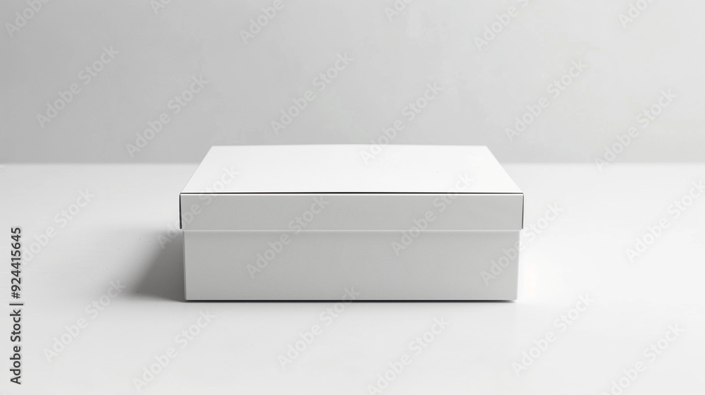 White shipping box on a light background and white table. White shipping box on a light background and white table.
