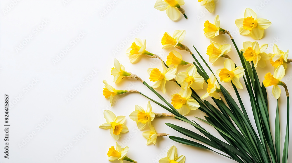 Fototapeta premium yellow daffodils isolated on white