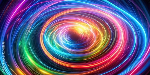 Swirling pattern of colorful light, vibrant, rainbow, swirls, abstract, vibrant, colors, bright, lights, illuminated