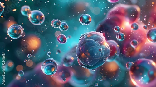 Wallpaper Mural An array of tiny vibrant orbs attached to an apparent fluid Torontodigital.ca