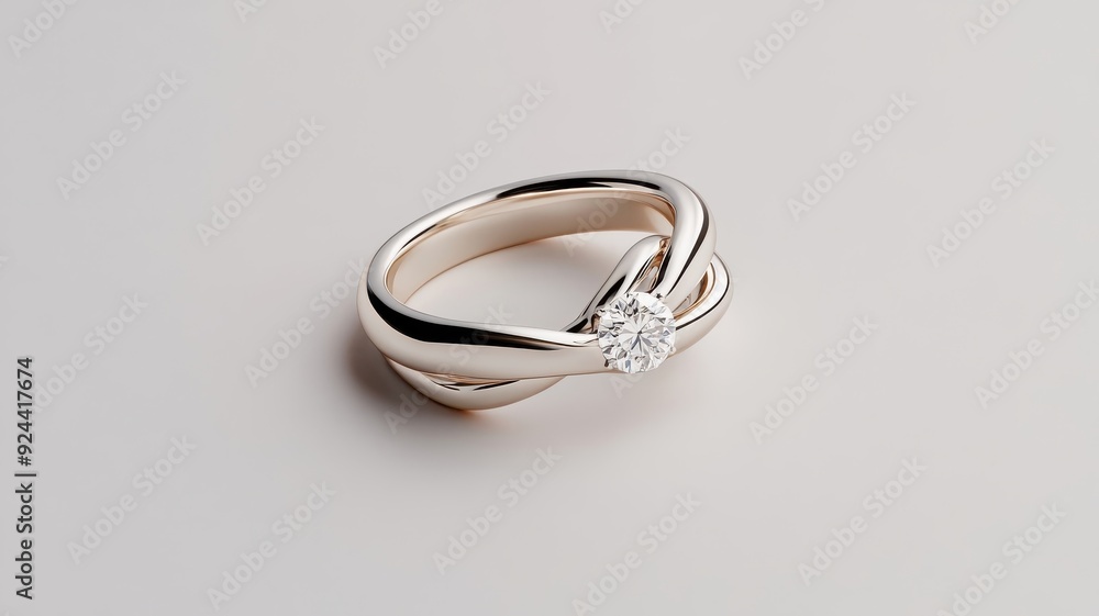 Two intertwined rings, one with diamond, symbolizing eternal love. Two intertwined rings, one with diamond, symbolizing eternal love.