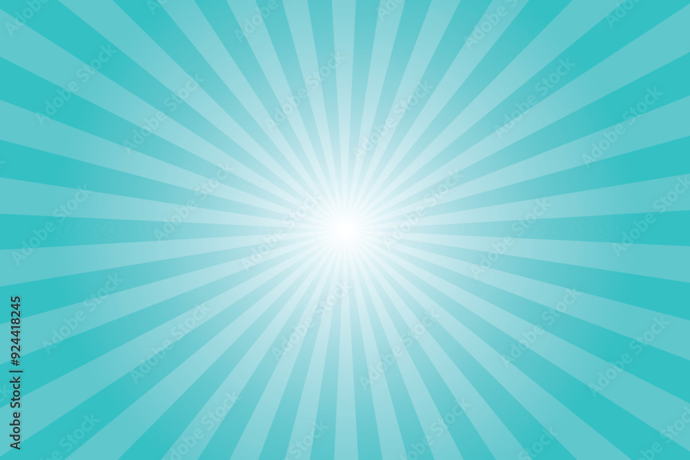 Blue sun ray vector background. Radial beam sunrise or sunset light retro design illustration. Robin Egg blue sunburst glowing background. Blue sun ray vector background. Radial beam sunrise or sunset light retro design illustration. Robin Egg blue sunburst glowing background.