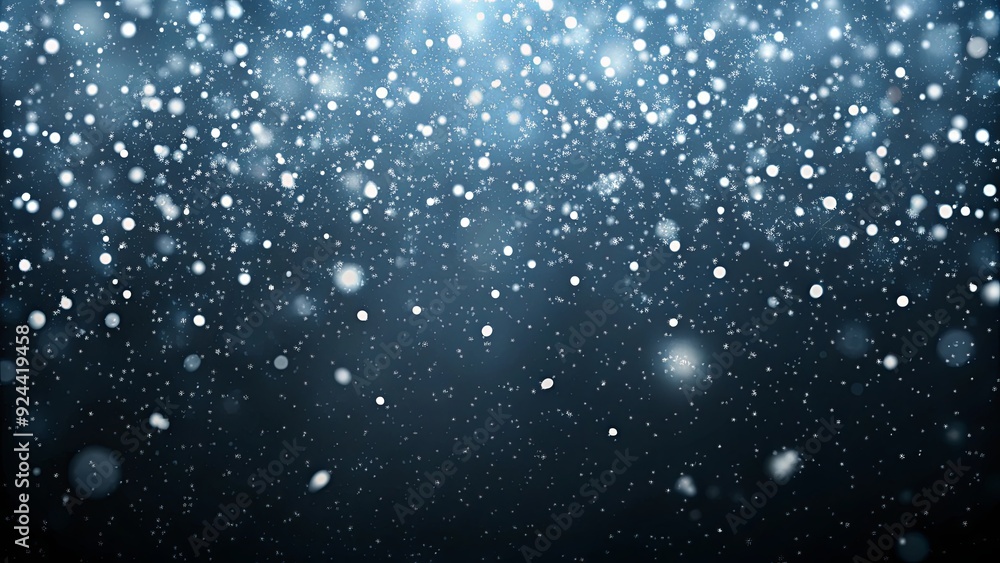 Obraz premium Realistic falling snow at night close up overlay on a dark background