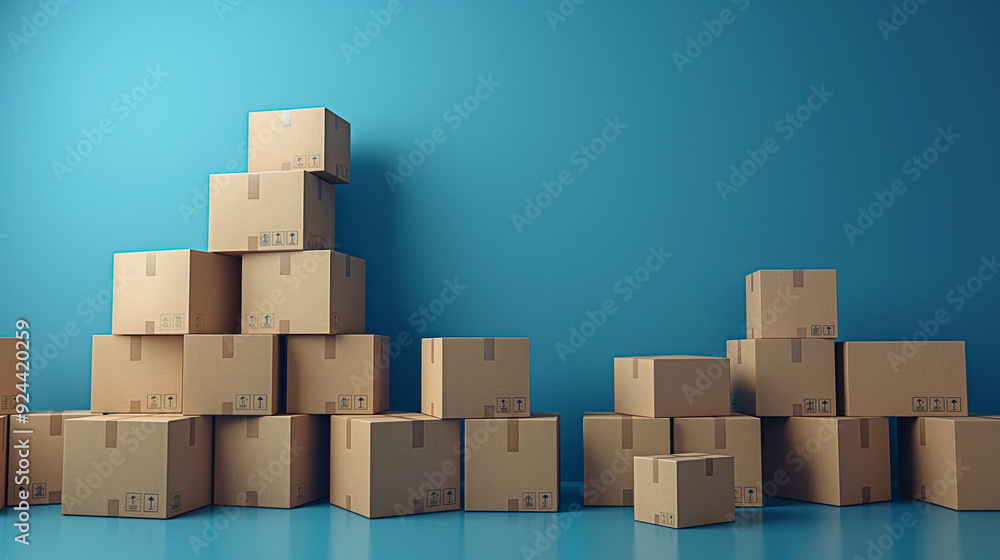 stacked pile of cardboard boxes on a plain background , Generative AI stacked pile of cardboard boxes on a plain background , Generative AI