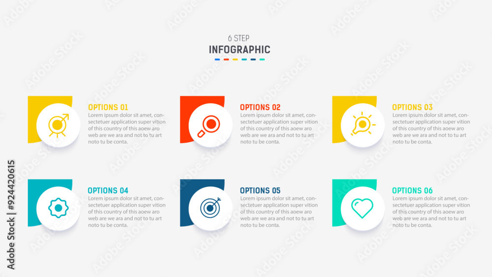 6 Element Design Business infographics design for Six Step, option, parts or process ...