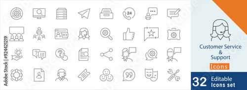 Essential Service & Support  stroke icon set