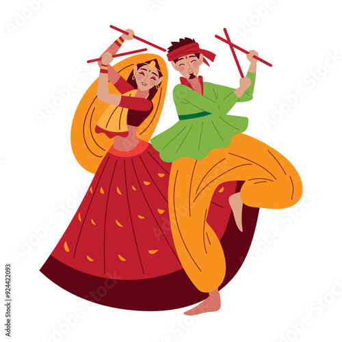 indian couple in navratri festival celebration