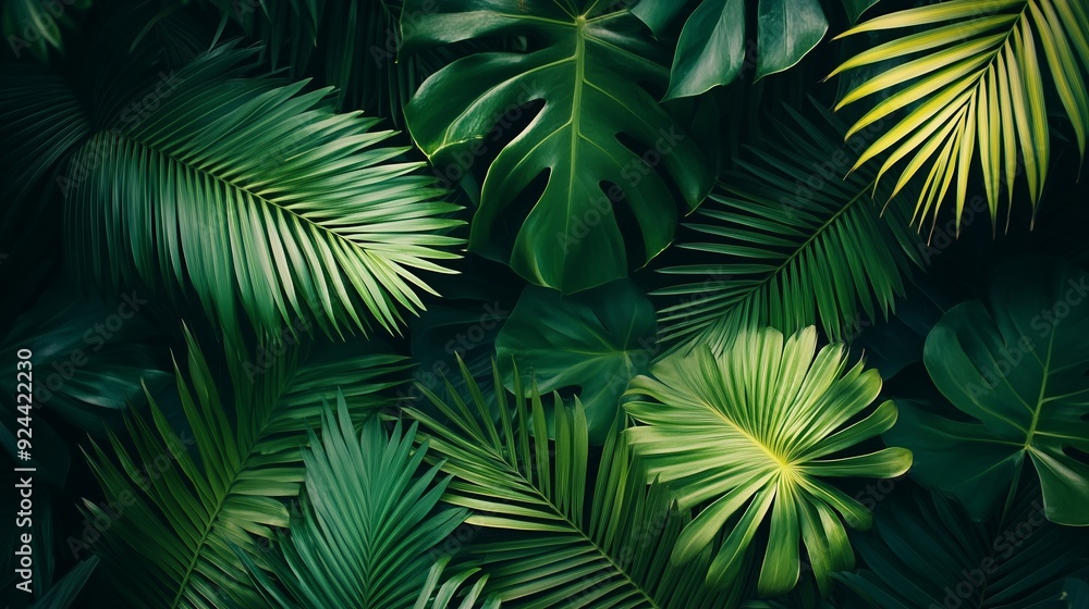 A Beautiful Arrangement of Various Green Leaves in Nature A Beautiful Arrangement of Various Green Leaves in Nature