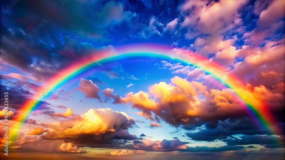 Vibrant sky with rainbow background, perfect for nature and weather-themed designs Vibrant sky with rainbow background, perfect for nature and weather-themed designs