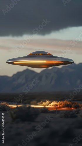 Wallpaper Mural Digital metal flying saucer desert scene poster background Torontodigital.ca