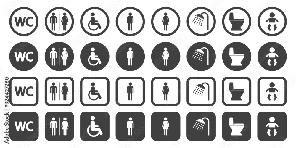 WC icon set on white background WC icon set on white background