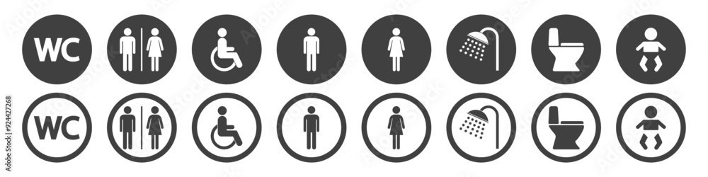 WC icon set on white background WC icon set on white background