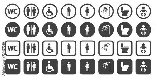WC icon set on white background