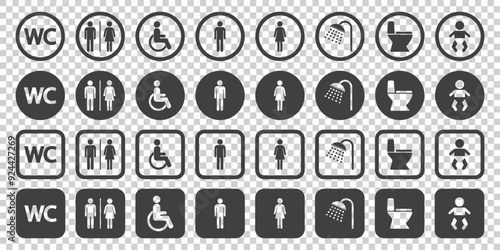 WC icon set on white background