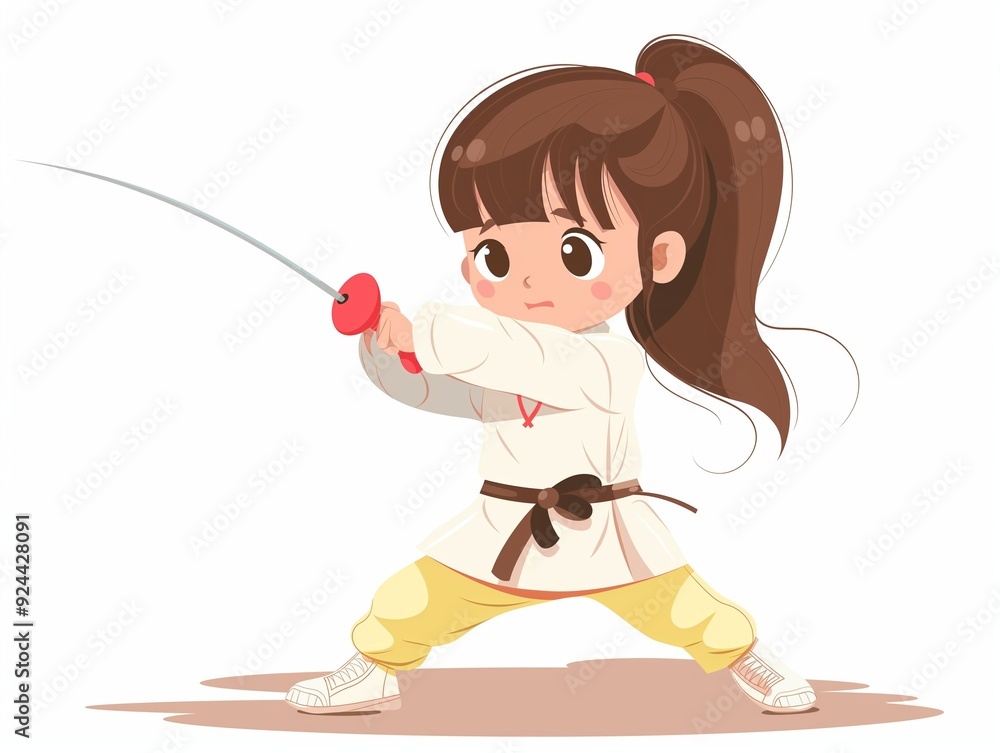Child practicing fencing illustration. AI generated Child practicing fencing illustration. AI generated