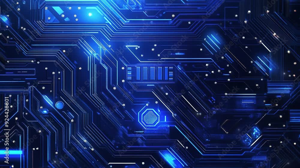Blue Circuit Board, Electronic Circuit Board, Circuit Board Background. Abstract futuristic circuit board. High computer technology blue color background. Hi-tech digital technology concept. Blue Circuit Board, Electronic Circuit Board, Circuit Board Background. Abstract futuristic circuit board. High computer technology blue color background. Hi-tech digital technology concept.
