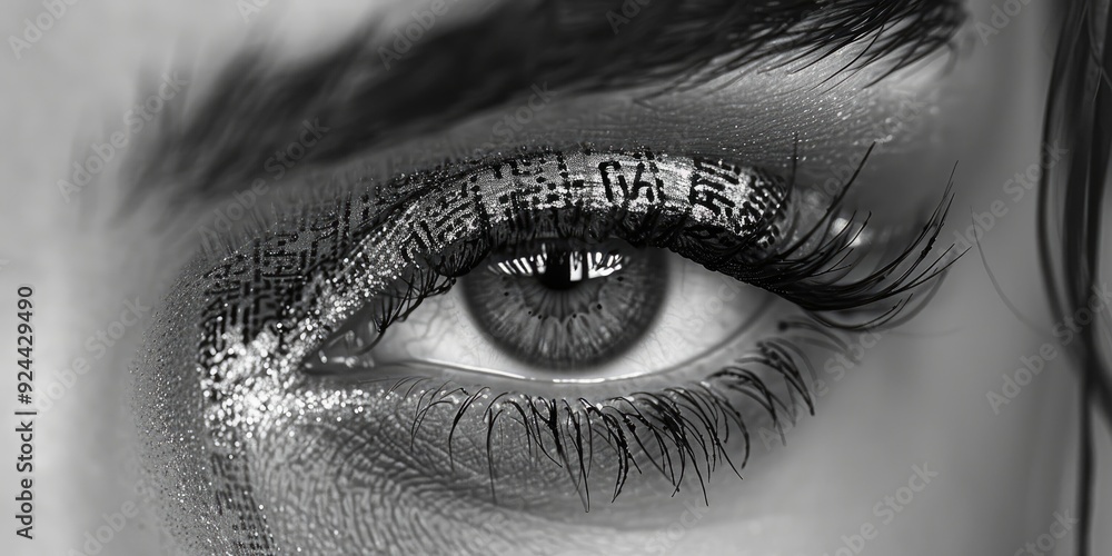 Obraz premium Outdoor photo of a sophisticated and elegant photography class capturing sober chic vibes The lengthy lashes form a unique pattern reminiscent of open book pages adding a touch of realism Th