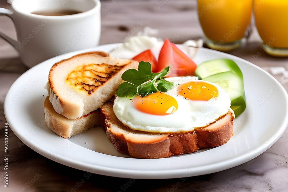 A white plate filled with delicious food, perfect for culinary presentations and food photography A white plate filled with delicious food, perfect for culinary presentations and food photography