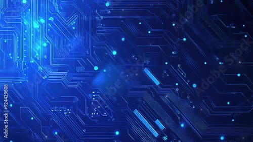 Blue Circuit Board, Electronic Circuit Board, Circuit Board Background. Abstract futuristic circuit board. High computer technology blue color background. Hi-tech digital technology concept.
