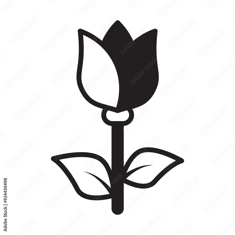 Tulip Flower Solid Black