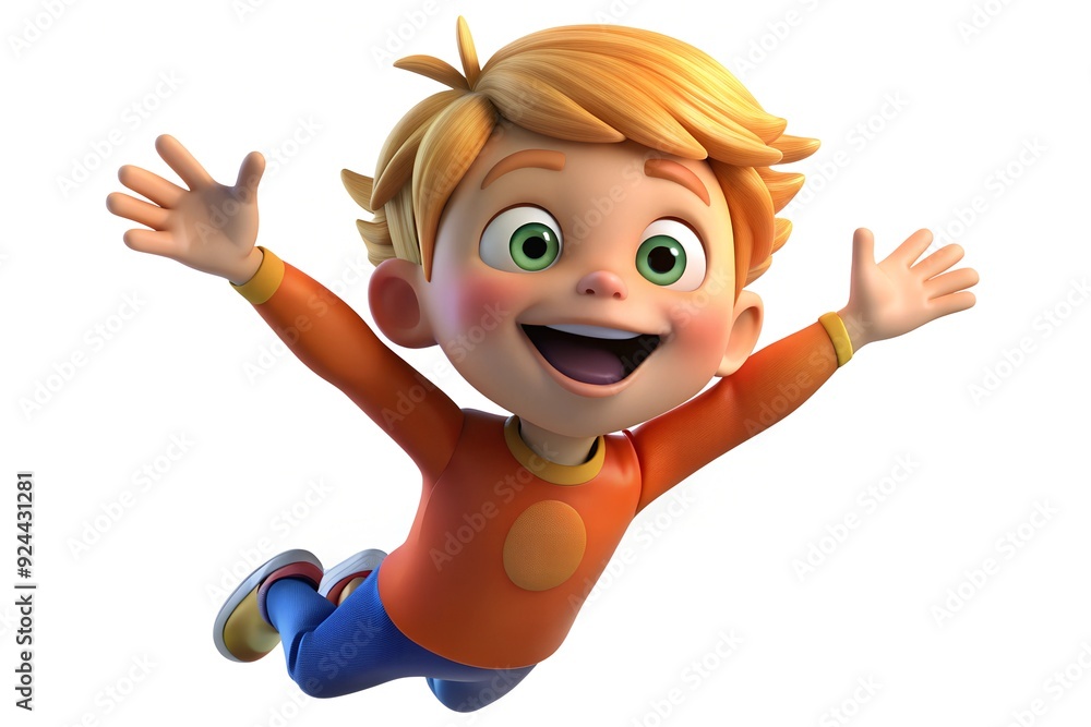 Joyful Cartoon Boy with Outstretched Arms Joyful Cartoon Boy with Outstretched Arms