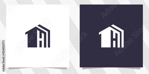 letter h with home logo design vector