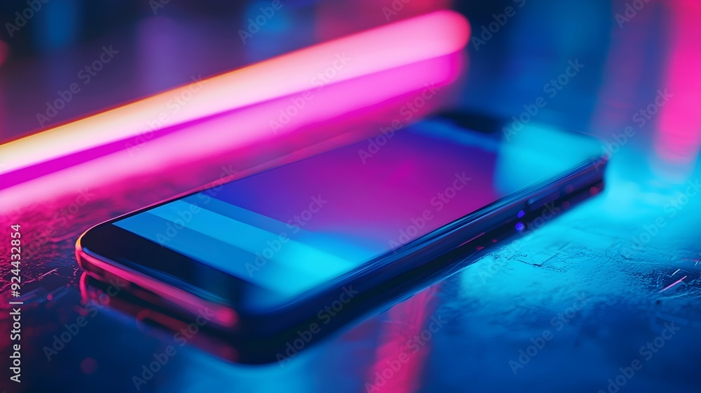 Smartphone with Neon Lights. Smartphone with Neon Lights.