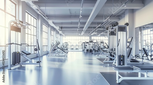 Modern Gym Interior with Fitness Equipment