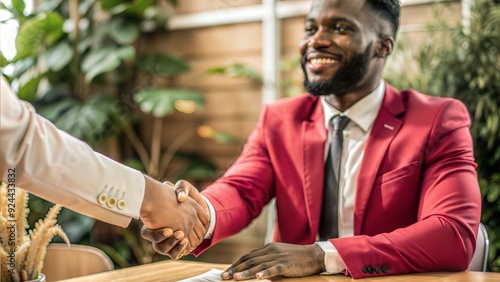 close up african american businessman shaking hand.