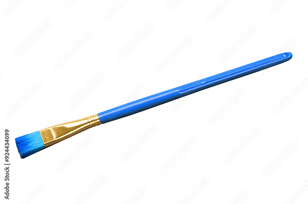 Isolated Paintbrush with Blue Bristles and blue Handle Isolated Paintbrush with Blue Bristles and blue Handle