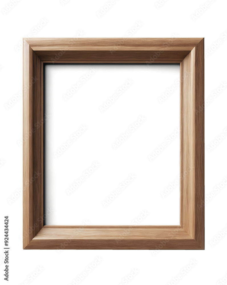 A clean and minimalistic wooden picture frame with thin decorative borders isolated in transparent background. A clean and minimalistic wooden picture frame with thin decorative borders isolated in transparent background.