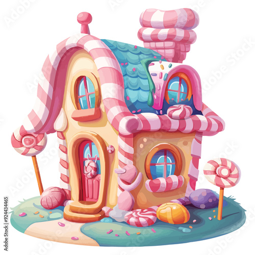 Cartoon Kawaii Fantasy candy house vector
