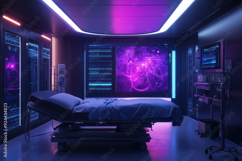 A futuristic operating room showcases innovations in cancer treatment targeting metastasis, featuring advanced holographic displays. A futuristic operating room showcases innovations in cancer treatment targeting metastasis, featuring advanced holographic displays.