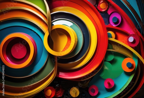 vibrant colorful components showcased eye catching bold palette dynamic shapes textures, art, artwork, graphic, design, bright, contrast, modern, abstract