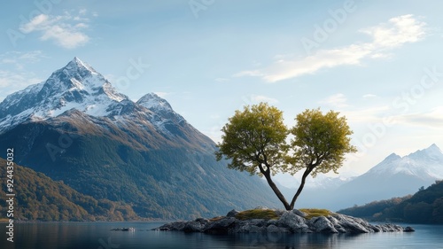 Two intertwined trees forming a heart shape, symbolizing union. photo