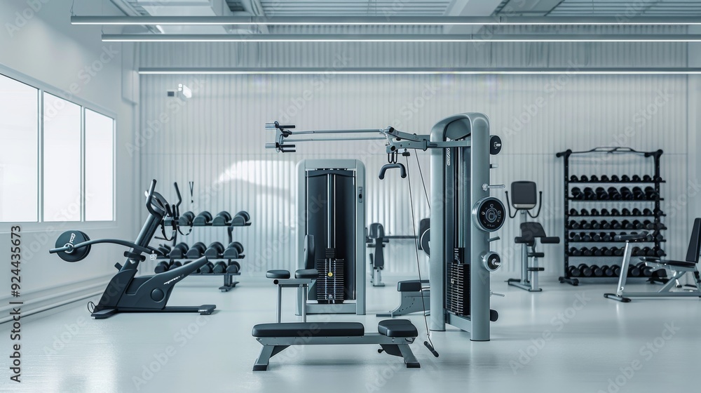 Fototapeta premium Modern Gym Interior with Weight Training Equipment