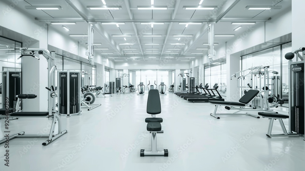 Modern Gym Interior with Fitness Equipment Modern Gym Interior with Fitness Equipment