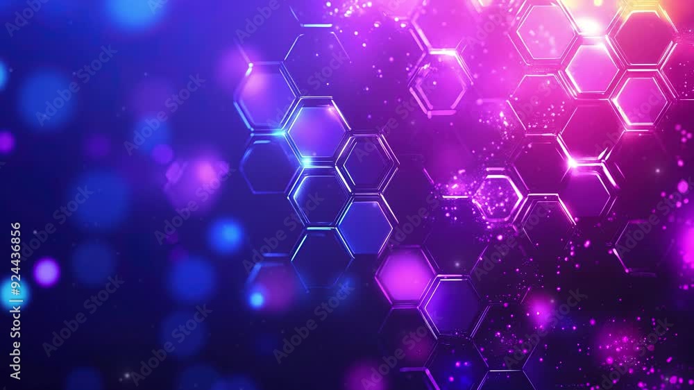 Abstract purple and blue background with a hexagon pattern for ...