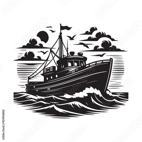 Fishing Boat Vector Illustration 