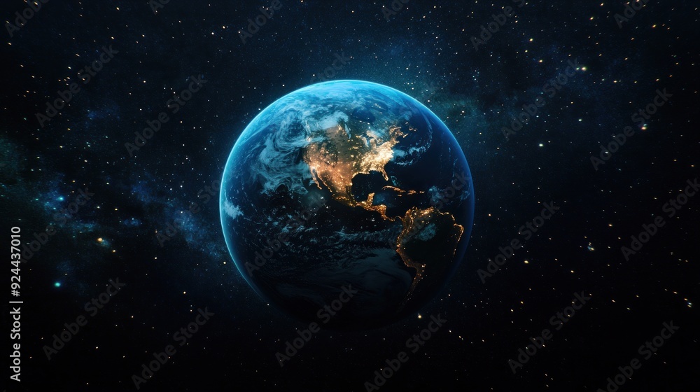 Obraz premium Earth from Space - A Blue Marble in the Vastness of the Universe