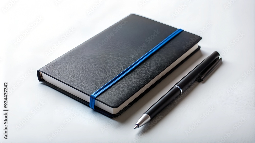 Black Notebook Mockup Against a White Background Black Notebook Mockup Against a White Background