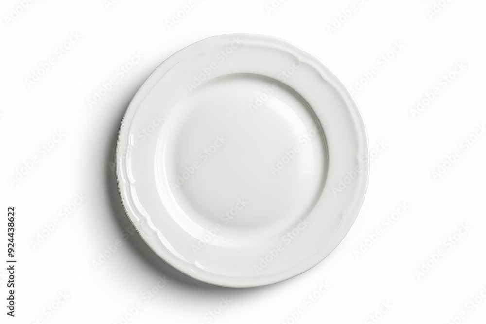 Empty ceramic round plate isolated on white background. View from above Empty ceramic round plate isolated on white background. View from above