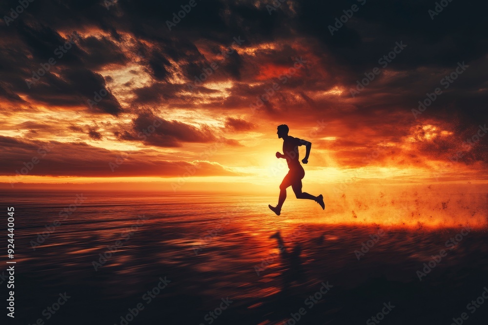 Sport dramatic backgrounds. Runner. Isolated scene with generative ai Sport dramatic backgrounds. Runner. Isolated scene with generative ai