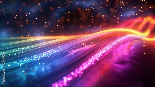 High speed internet fiber optic technology glowing digital on dark background