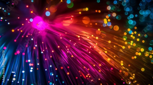 High speed internet fiber optic technology glowing digital on dark background