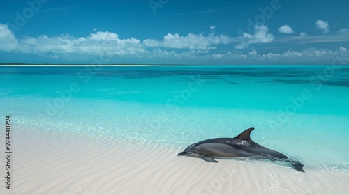 Injured or dead dolphins washed ashore on a white sandy beach photo